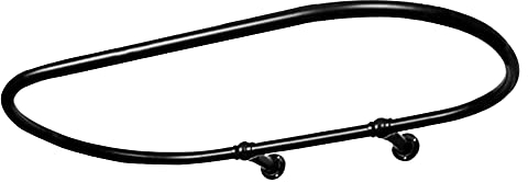 Zamuna Asta ovale per tenda da doccia per bagno, tradizionale, grande e resistente, con supporto regolabile, 115 x 64 cm (anelli per tende gratuiti) (nero)