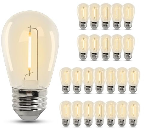 BESLAM Lampadine a Filamento LED S14 1W, Lampadina Edison bianca calda 130LM 2200K equivalente a 20W, base E27 per sostituzione della lampadina esterna impermeabile, confezione 25