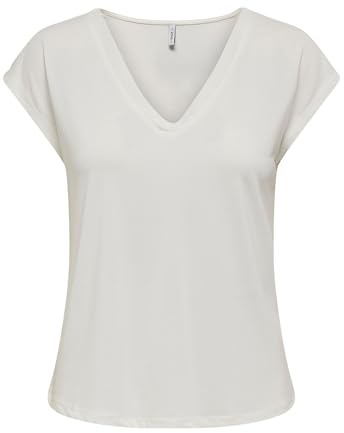 ONLY Damen Onlfree Life S/S Mod.v-Neck Top JRS Noos, Cloud Dancer, XL