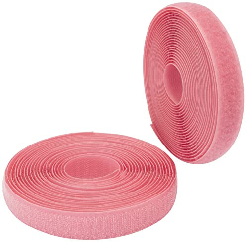 AERZETIX - C65907 - Bande/rouleau de scratch 20 mm 5 mètre auto-agrippant - organisateur/serre câbles - ruban sac vêtement attache sangle - couleur: rose foncé - en polyamide et polyester