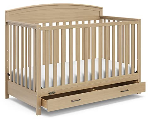 Graco Benton 5-in-1 Convertible Crib with Drawer – GREENGUARD Gold Certified, Converts from Baby Crib to Toddler Bed, Daybed and Full-Size Bed, Full-Size Nursery Storage Drawer (Driftwood)