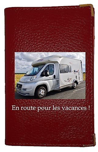Syl'la Personnalisez Votre Porte Carte Grise et Papier Voiture en Cuir pour Femme ou Homme avec Votre Photo ou Logo et Texte (Rouge)