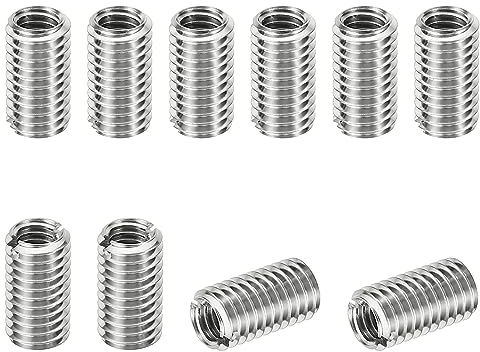PATIKIL Filetage Adaptateurs Manchon Réduction Écrou Insert Fileté, 10 pcs M8*1.25 Mâle Vers M6*1 Femelle Réparation Insérer Écrou Vis Réducteur Conversion Inox Acier Fixation 15mm