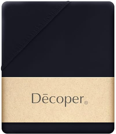 Decoper ® Mako-Feinjersey Spannbettlaken aus 100% Baumwolle | Atmungsaktiv & kuschelig weich | Oeko-Tex Zertifiziert | bis 25 cm Matratzenhöhe | 140-160 cm x 200 cm | Farbe Schwarz