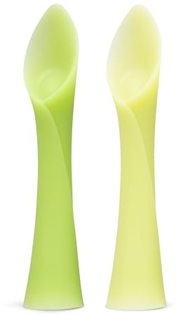Olababy Silicone Baby Spoons, Baby Led Weaning, 2pk (Kiwi/Lemon)