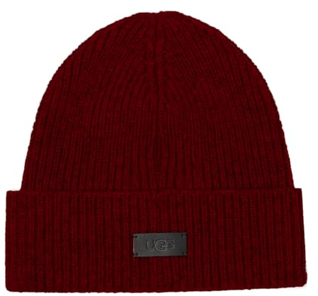 UGG Rippstrickmütze mit breitem Bündchen, Rot (Dark Cherry), Einheitsgröße