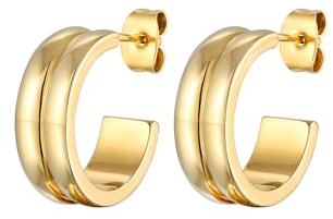 Elli Ohrringe Damen Creolen Stecker Chunky Trend Goldfarben