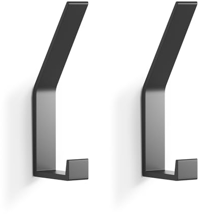KYOEON Garderobenhaken Wand-Montiert, Kleiderhaken Schwarze 2 Stück, Handtüchern Roben Haken Wandhaken für Küche, Tür, Badezimmer, Foyers und Flure