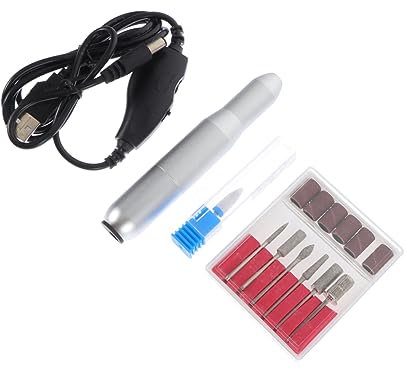Ipetboom 1set Elettrico Per Manicure Con Testine Abrasive Ricaricabili Kit Limetta Unghie Per Uso Professionale e Domestico Alta Resistenza Alla Corrosione Facile Controllo Della Velocità