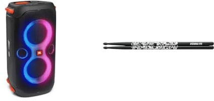 JBL PartyBox 110 in Schwarz – Trag- und rollbarer Bluetooth Party-Lautsprecher & Tama-O5A-S-BS Japanese Oak Traditional Drumsticks, Medium