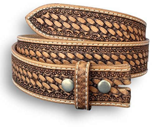DANIEL'S ARTPLANET Western-Ledergürtel für Herren, handgefertigt, Cowboy, Vollnarbenleder, einteilig, graviert, 3,8 cm, Braun, 46 (fits size 44 jeans)