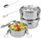 quiodok 3 Piezas Ronda Fiambrera Acero Inoxidable Hermetica Fiambrera Metalica Lonchera a Prueba de Fugas Fiambrera Camping 360ml para Refrigerios Frutas Cereales Especias (con Cuchillo y Tenedor)