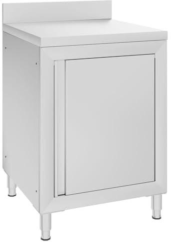 Willood Gastro-Arbeitstisch mit Schrank Aufkantung Arbeitsschrank Arbeitsplatte Küchenschrank Edelstahlschrank Schrank 60x60x96 cm Edelstahl