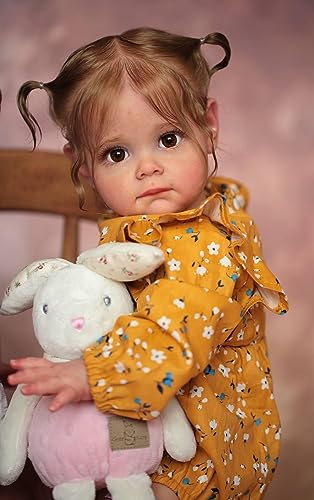 ROSHUAN Wiedergeborene Lebensechte Babypuppen 24 Zoll 60 cm Realistische Lebensechte Kleinkind-Baby-Puppen Mädchen Maggie, Die Echt Aussehen Gewichtetes Baby Mit Gerooteten Haaren