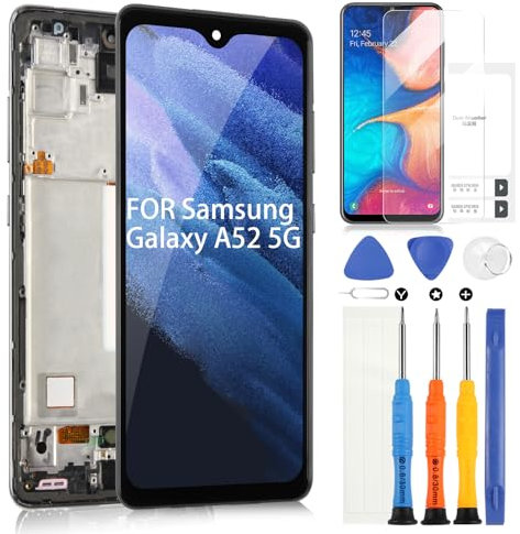 OLED Écran LCD pour Samsung Galaxy A52 5G Écran Display pour Samsung A52 5G A526 SM-A526B A526U LCD Ecran Remplacement Tactile Digitazer Assembly avec Réparation Kit (Support D'empreintes Digitales)