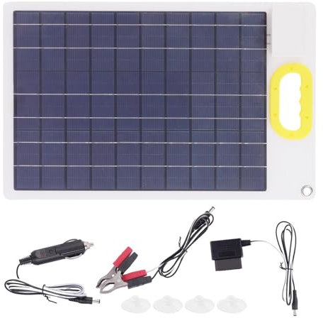 30W Solar Panel Charger, Solar-powered Battery Maintainer, Car Solar Trickle Charging Kit, Versatile Solar Battery Maintenance Kit with OBD Connector and Round Suction Cup for Vehicles