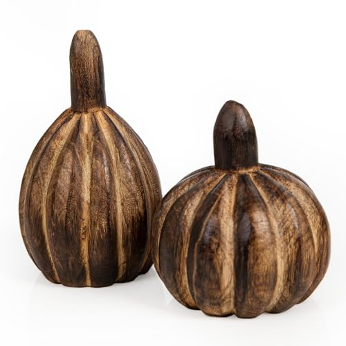 Logbuch-Verlag 2 Kürbis Figuren zum Hinstellen Herbst Dekoration Zierkürbis Herbstdeko Dunkelbraun 10-12 cm