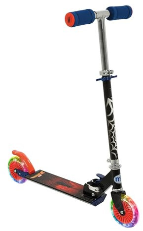 Spiderman Kids Light-Up 2 Wheel Inline Scooter | Officially Licensed Boys Unisex | Folding Adjustable Two Wheeled Scooter | Age 5+