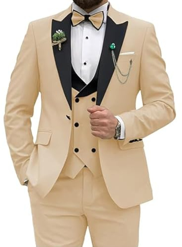 Costume 3 pièces pour homme Coupe ajustée Veste gilet et pantalon avec cravate