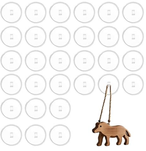 Yphzmtz 30 Stück Transparent Haken Selbstklebend Mini Deckenhaken Vielseitig Klebehaken für Küche Bad Wand Tür Decke zum Aufhängen 22 mm (Ohne Haken)