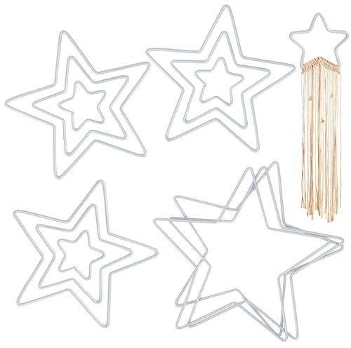 HO2NLE 12 Stück Metall Stern Metallsterne zum Basteln Stern Metallring Makramee DIY Basteln Kranz Rahmen für Traumfänger, Wanddeko, Weihnachtsdeko