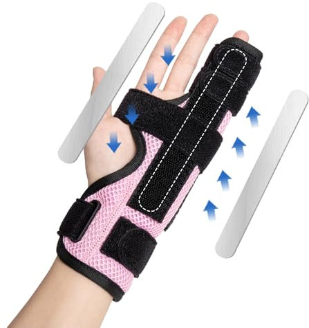 YiYame Fingerschiene Kleiner Finger, Schiene Kleiner Finger Rechts und Links, Metall Schiene Finger Kapselriss, Fingerbandage für Sehnenscheidenentzündung, Verstaucht, Arthritis, Rosa, S