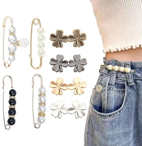 Laralily Hosenbund Enger Machen 8 PCS Hose Enger Machen Clip Hosen Enger Machen Clip Hosenknopf Zum Enger Machen Knöpfe Hosen Enger Machen Wiederverwendbar Verstellbare Knöpfe für Jeans Röcke