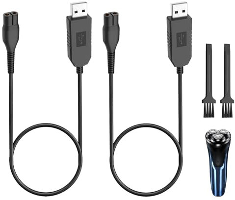 2 Pack 15V USB Shaver Charger Cable for Philips Shavers, OneBlade Norelco Series 3000 5000 7000 9000 Models QP6651 QP6650 QP6520 QP6510 QP6620 QP6550 QP6530, Electric Razor Charging Cord 1M Long