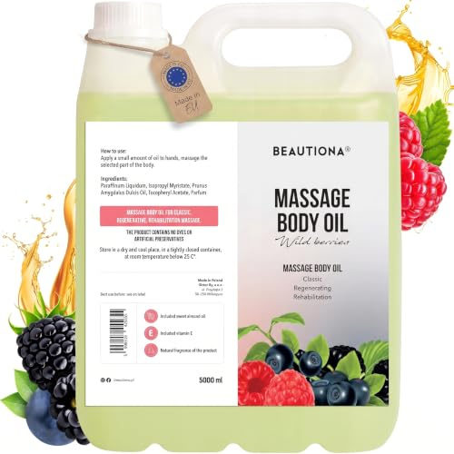 Massageöl 5 Liter Wild berries – vegan, 100% natürlich & GVO-frei – Wellness-Öl & Körperöl in Spa-Qualität für Massage & Pflege, Männer & Frauen