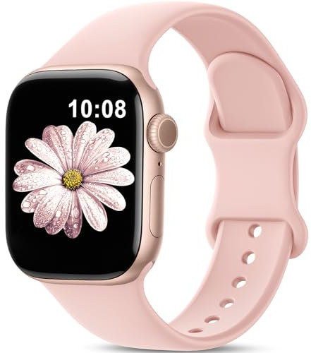 DigiHero Sport Strap Compatible with Apple Watch Straps Women Men 40mm 44mm 42mm 46mm 45mm 41mm 38mm 49mm, Soft Silicone Band for iWatch Series 11 10 9 8 7 6 5 4, Ultra SE 3 2 1, Pink Sand