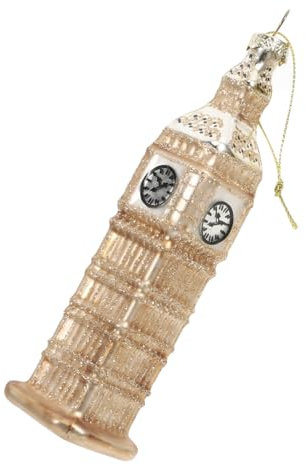 HOLIDYOYO Big Ben-Ornamente Groß Turm Uhr Heimdekoration Weihnachten Dekorationen Hängend London-Ornament Glas Golden