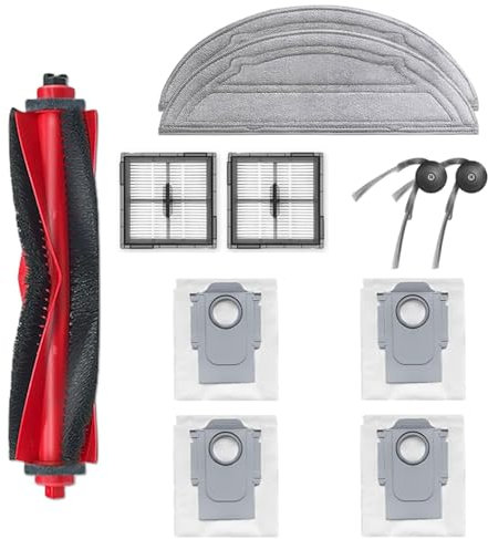 Lot de 11 kits d'accessoires compatibles avec les aspirateurs Roborock Q10 S5/Q10 S5+/Q10 X5/Q10 X5+, pièces de rechange comprenant 1 brosse principale, 2 chiffons de balai, 2 filtres HEPA, 2 brosses