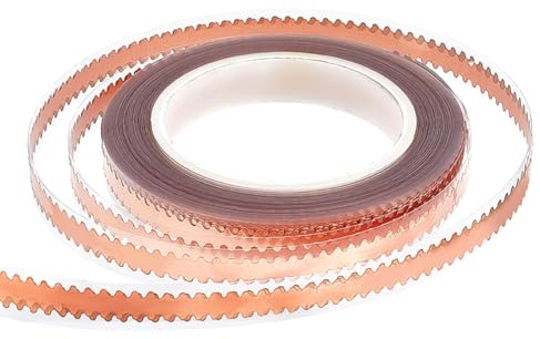 PH PandaHall 164ft Copper Foil Tape 9.5mm Wide Scalloped Metal Adhesive Tape Double Edged Conductive Adhesive Rose Gold Foil Tapes for Glass Handicrafts Repairs DIY Crafting Supplies