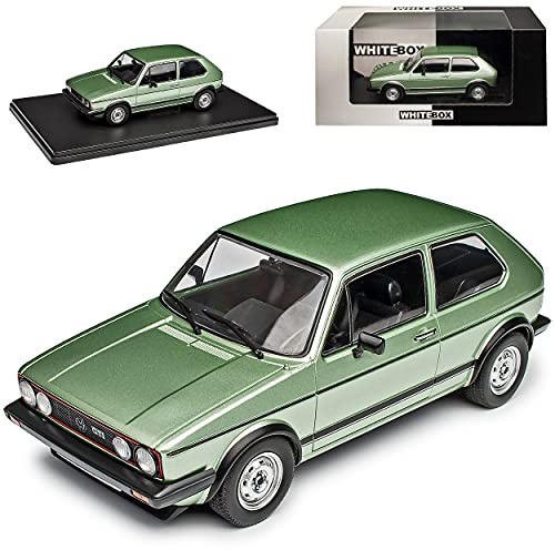 alles-meine.de GmbH Volkwagen Golf I 1 G-T-I 3 Türer Grün Metallic 1974-1983 1/24 Whitebox Modell Auto mit individiuellem Wunschkennzeichen