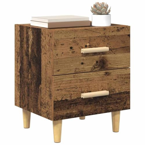vidaXL Bed Cabinet 2 pcs Old Wood 40 x 35 x 47.5cm Engineered Wood, Rustic Bedroom Nightstand, Wooden Storage, Modern Bedside Table, Indoor, Traditional Side with Drawers