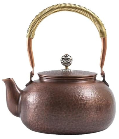 Pevfeciy Handgefertigte Kupfer Teekessel, Kupferkessel, 1,2L Chinesische Teekanne für alle Kochplatten, Tee Kanne mit Gravur,G