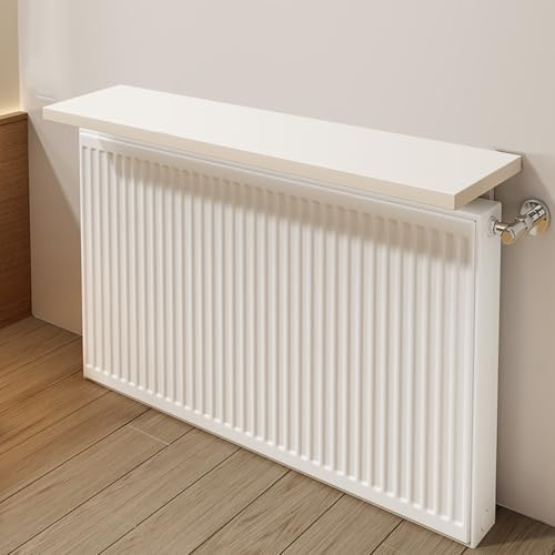 WUXTOKV Over Radiator Shelf, Wall Heater Cover,Storage Organizer, Beautiful and Space Saving, Solid Wood Density Board, Metal Bracket(White,120x20CM/47x8IN)