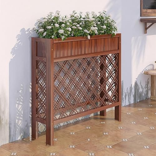 Labasuan Wetterfester, erhöhter Pflanzkasten aus Holz (90 cm hoch), mit Rankgitter, ideal für Garten, Terrasse und Balkon. Mit Trennwand(L-100cm)
