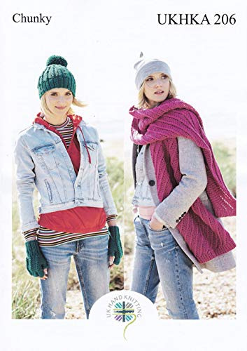 UK Hand Knitting Association Knitting Pattern Booklet for Adult Ladies' Hats, Fingerless Gloves, Scarf and Boot Toppers