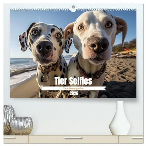 Tier Selfies (hochwertiger Premium Wandkalender 2026 DIN A2 quer), Kunstdruck in Hochglanz: Die Tiere sagen Hallo - der Tier Selfie Kalender (CALVENDO Tiere)