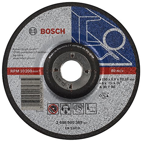 Bosch Professional 2 608 600 389 Bosch 389-Disco de desbaste acodado Expert for Metal-A 30 T BF, 150 mm, 6,0 mm (Pack de 1)