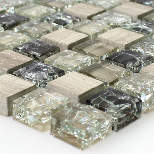Glas Marmor Mosaikfliesen Grün Grau Malawi Bruchglas Quadrat