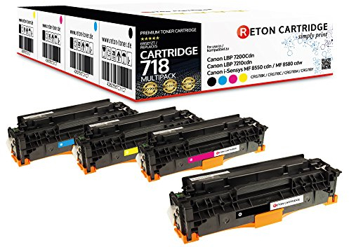 4 Original Reton Toner kompatibel zu 718 718K 718C 718M 718Y für Canon LBP-7200CDN Canon LBP-7210CDN Canon i-Sensys MF-8550 CDN Canon i-Sensys MF-8580 CDW