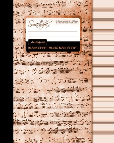 Blank Sheet Music: Manuscript or Staff Paper for Musicians (A large book bound notebook with 100 pages and 12 staves per pg from our Antique Parchment in Tan range) (Music Manuscript Paper)