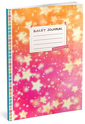 Bullet Journal: Punktraster Notizbuch (Ca. A5) + 100 Seiten + Vintage Softcover | TOP Motiv: Sterne | Dotted Grid Notebook, Kaligrafie Papier, Punktpapier +++ Jetzt mit Register +++