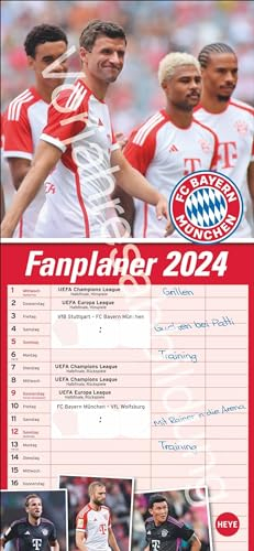 FC Bayern München Fanplaner 2025: Wandkalender für Fans von Bayern München. Planer 2025 mit drei Spalten. Kalender 2025 zum Eintragen von Terminen. 16 x 34,7 cm. (Bundesliga Kalender Heye)