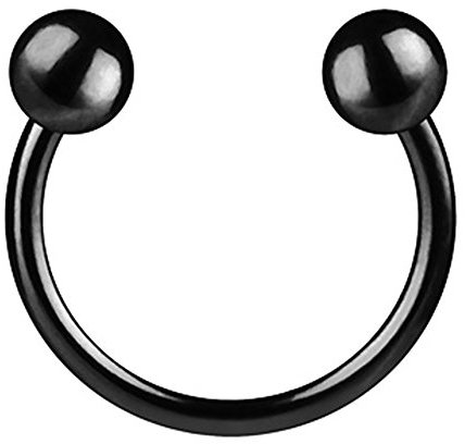 Piercingfaktor Hufeisen Ring Horseshoe Edelstahl Piercing Brust Nippel Lippe Nase Septum Tragus Ohr Helix Intim mit Kugeln Schwarz 1,2mm x 8mm x 3mm
