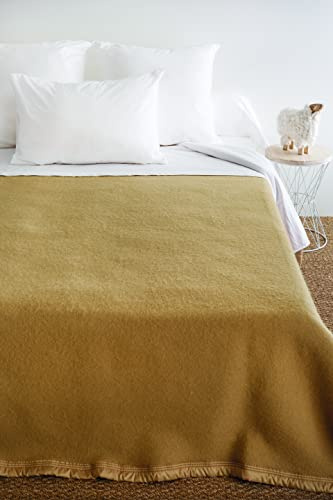Poyet Motte AUBISQUE Decke Wolle REH/Natur, Wolle, Biche/Naturel, 300x240 cm