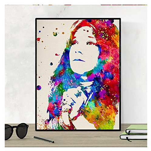 Nacnic Janis Joplin Aquarell Poster. Wasserfarbe Stil Wanddekoration Abbildung von Rock, Blues und Soul Musik. Verschiedene mehrfarbige Sänger und Musik Bilder ohne Rahmen. Größe 30x40cm.