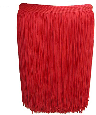 Yalulu 10 Meter Länge 30cm Breite Quaste Schnittfranse Fransen Geschnitten Fransenborte DIY Trimmen Kostüm Lateinisches Kleid Garment Apparel Spitzenborte Nähzubehör (Rot)